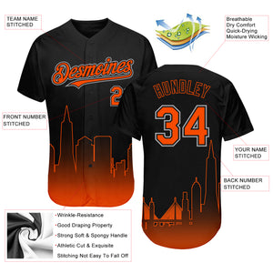 Custom Black Orange-Gray 3D San Francisco City Edition Fade Fashion Authentic Baseball Jersey