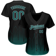 Загрузить изображение в средство просмотра галереи, Custom Black Midnight Green-Gray 3D Philadelphia City Edition Fade Fashion Authentic Baseball Jersey
