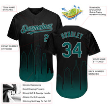 Загрузить изображение в средство просмотра галереи, Custom Black Midnight Green-Gray 3D Philadelphia City Edition Fade Fashion Authentic Baseball Jersey
