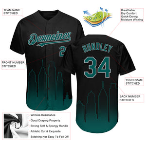 Custom Black Midnight Green-Gray 3D Philadelphia City Edition Fade Fashion Authentic Baseball Jersey