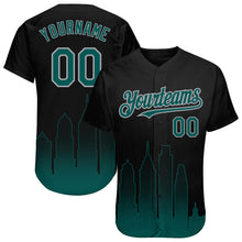 Загрузить изображение в средство просмотра галереи, Custom Black Midnight Green-Gray 3D Philadelphia City Edition Fade Fashion Authentic Baseball Jersey
