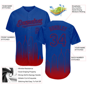 Custom Royal Red 3D Philadelphia City Edition Fade Fashion Authentic Baseball Jersey