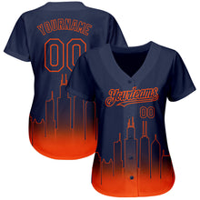 Charger l&#39;image dans la galerie, Custom Navy Orange 3D Chicago City Edition Fade Fashion Authentic Baseball Jersey
