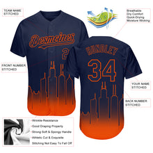 Charger l&#39;image dans la galerie, Custom Navy Orange 3D Chicago City Edition Fade Fashion Authentic Baseball Jersey
