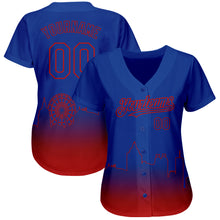 Load image into Gallery viewer, Custom Royal Red 3D Atlanta City Edition Fade Fashion Authentic Baseball Jersey
