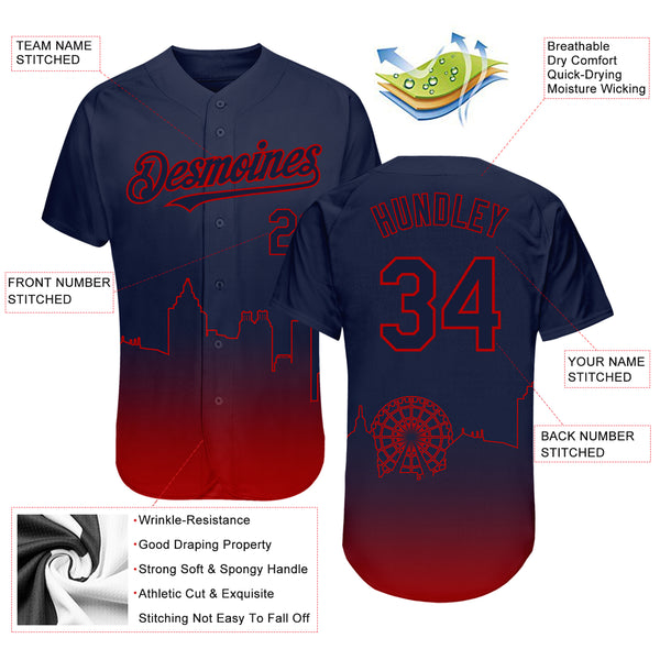 Cheap Custom Light Blue Red-Navy Authentic Fade Fashion Baseball Jersey  Free Shipping – CustomJerseysPro