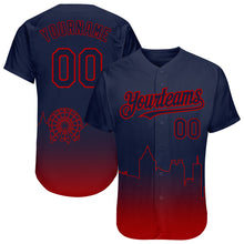 Charger l&#39;image dans la galerie, Custom Navy Red 3D Atlanta City Edition Fade Fashion Authentic Baseball Jersey
