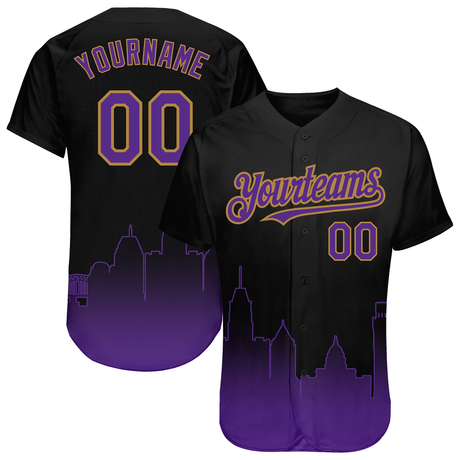 Custom Black Purple-Gold Authentic Baseball Jersey Discount