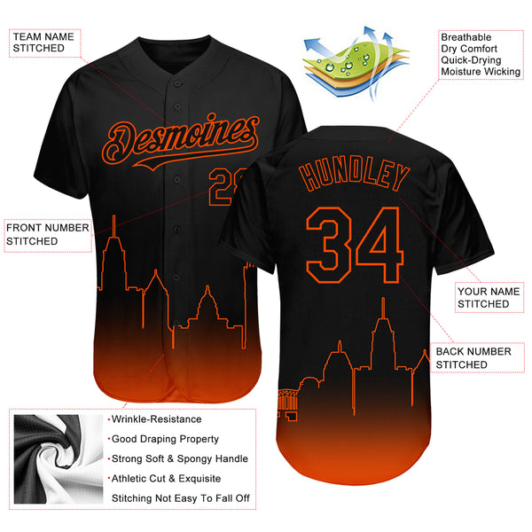 Custom Gold Black-Orange Authentic Fade Fashion Baseball Jersey Discount