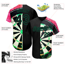 Load image into Gallery viewer, Custom Black Kelly Green-Red 3D Pattern Design Dart Board Authentic Baseball Jersey
