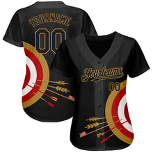 Charger l&#39;image dans la galerie, Custom Black Old Gold-Red 3D Pattern Design Dart Board Target Authentic Baseball Jersey
