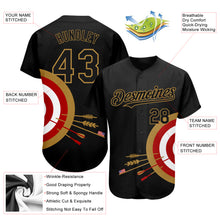 Charger l&#39;image dans la galerie, Custom Black Old Gold-Red 3D Pattern Design Dart Board Target Authentic Baseball Jersey
