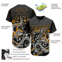 Charger l&#39;image dans la galerie, Custom Black Old Gold 3D Pattern Design Octopus Wrapped Around Dart Board Authentic Baseball Jersey
