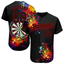 Laden Sie das Bild in den Galerie-Viewer, Custom Black Red 3D Pattern Design Dart Board Authentic Baseball Jersey
