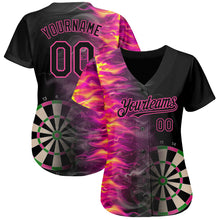 Load image into Gallery viewer, Custom Black Pink 3D Pattern Design Fiery Dart Board Authentic Baseball Jersey
