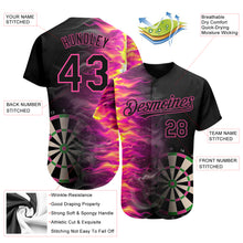 Load image into Gallery viewer, Custom Black Pink 3D Pattern Design Fiery Dart Board Authentic Baseball Jersey
