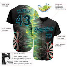 Загрузить изображение в средство просмотра галереи, Custom Black Lakes Blue 3D Pattern Design Fiery Dart Board Authentic Baseball Jersey
