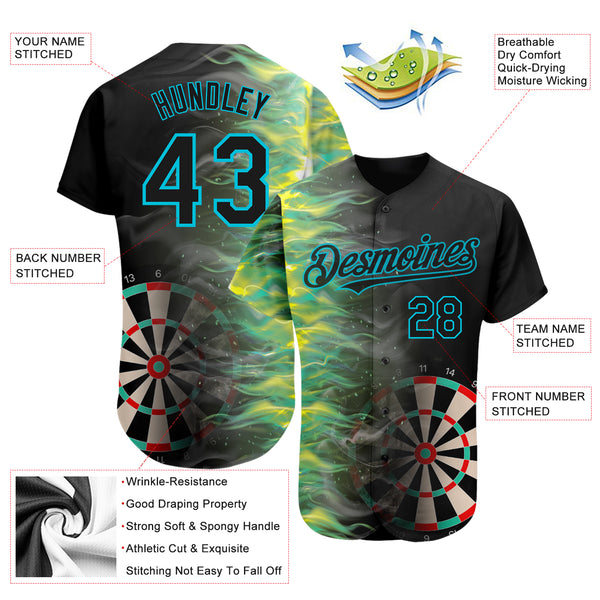 Custom Black Lakes Blue 3D Pattern Design Fiery Dart Board Authentic  Baseball Jersey Discount