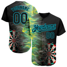 Загрузить изображение в средство просмотра галереи, Custom Black Lakes Blue 3D Pattern Design Fiery Dart Board Authentic Baseball Jersey
