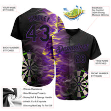 Load image into Gallery viewer, Custom Black Purple 3D Pattern Design Fiery Dart Board Authentic Baseball Jersey
