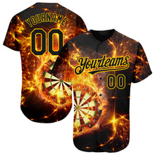 Charger l&#39;image dans la galerie, Custom Black Gold 3D Pattern Design Flame Dart Board Authentic Baseball Jersey
