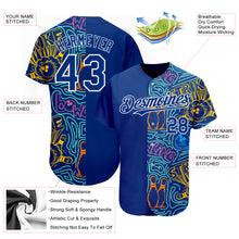 Load image into Gallery viewer, Custom Royal White 3D Pattern Design Bowling Authentic Baseball Jersey
