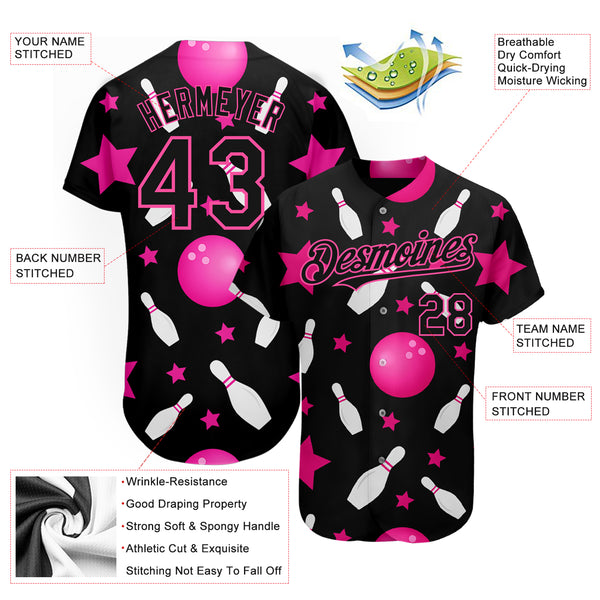 Cheap Custom Pink Pink-Black 3D Pattern Design Authentic Baseball Jersey  Free Shipping – CustomJerseysPro