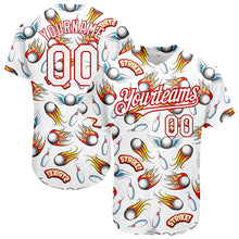 Charger l&#39;image dans la galerie, Custom White Red 3D Pattern Design Firely Bowling Authentic Baseball Jersey
