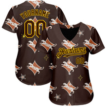 Load image into Gallery viewer, Custom Brown Yellow 3D Pattern Design Leopard Authentic Baseball Jersey
