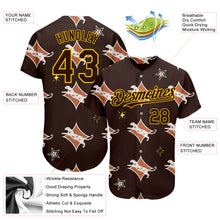 Load image into Gallery viewer, Custom Brown Yellow 3D Pattern Design Leopard Authentic Baseball Jersey
