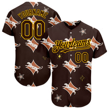 Load image into Gallery viewer, Custom Brown Yellow 3D Pattern Design Leopard Authentic Baseball Jersey
