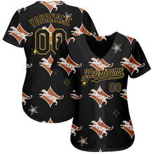 Load image into Gallery viewer, Custom Black Old Gold 3D Pattern Design Leopard Authentic Baseball Jersey
