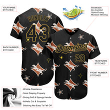 Load image into Gallery viewer, Custom Black Old Gold 3D Pattern Design Leopard Authentic Baseball Jersey
