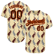 Load image into Gallery viewer, Custom City Cream Brown-Orange 3D Pattern Design Rabbit Authentic Baseball Jersey
