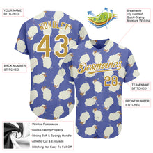 Load image into Gallery viewer, Custom Purple Old Gold-White 3D Pattern Design Goat Authentic Baseball Jersey
