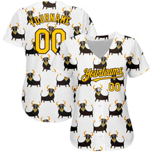 Load image into Gallery viewer, Custom White Yellow-Brown 3D Pattern Design Ox Authentic Baseball Jersey
