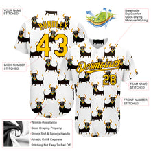 Load image into Gallery viewer, Custom White Yellow-Brown 3D Pattern Design Ox Authentic Baseball Jersey
