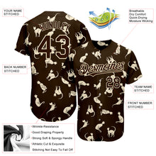 Load image into Gallery viewer, Custom Brown Cream 3D Pattern Design Cat Authentic Baseball Jersey
