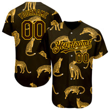 Load image into Gallery viewer, Custom Brown Yellow 3D Pattern Design Leopard Authentic Baseball Jersey
