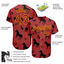 Load image into Gallery viewer, Custom Cardinal Yellow 3D Pattern Design Horse Authentic Baseball Jersey
