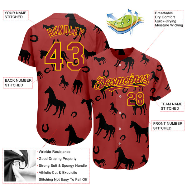 Cheap Custom Cardinal Yellow 3D Pattern Design Horse Authentic Baseball  Jersey Free Shipping – CustomJerseysPro