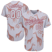 Load image into Gallery viewer, Custom Gray Silver-Cardinal 3D Pattern Design Giraffe And Snake Authentic Baseball Jersey
