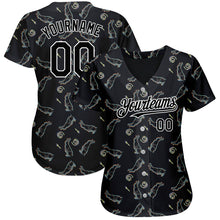 Load image into Gallery viewer, Custom Black White 3D Pattern Design Rabbit Authentic Baseball Jersey
