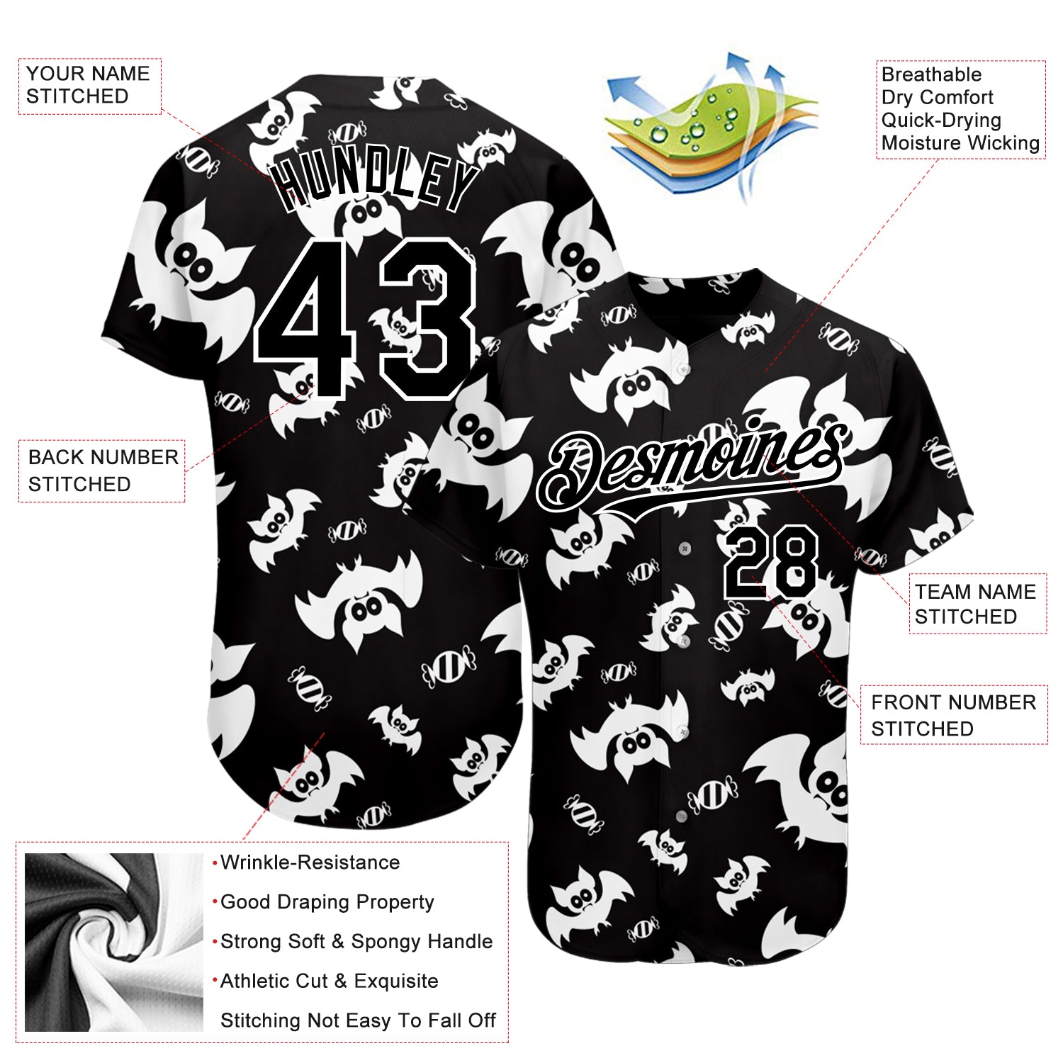 Custom Baseball Jersey 3D Pattern Design Sport Authentic Men's Size:XL