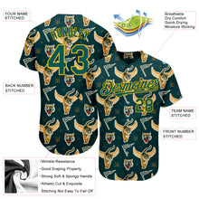 Laden Sie das Bild in den Galerie-Viewer, Custom Black Midnight Green-Gold 3D Pattern Design Tiger Authentic Baseball Jersey
