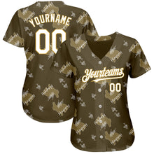 Load image into Gallery viewer, Custom Olive Old Gold-White 3D Pattern Design Rabbit Authentic Baseball Jersey
