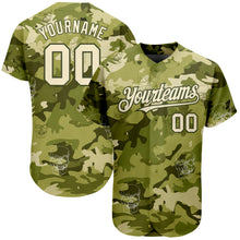 Charger l&#39;image dans la galerie, Custom Camo Cream-Olive 3D Skull Fashion Authentic Baseball Jersey
