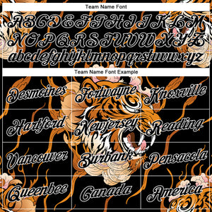 Custom Stitched Black Orange-White 3D Pattern Design Flame Tiger Sports Pullover Sweatshirt Hoodie