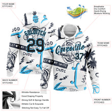 Загрузить изображение в средство просмотра галереи, Custom Stitched White Black-Sky Blue 3D Pattern Design Tiger And Hawaii Palm Tree Sports Pullover Sweatshirt Hoodie
