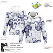 Загрузить изображение в средство просмотра галереи, Custom Stitched White Navy 3D Pattern Design Tiger Sports Pullover Sweatshirt Hoodie
